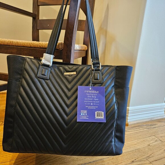 Minkeeblue Ella Tote NWT  Black Vegan Leather - discontinued hard to find design - Picture 2 of 16